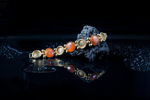 Natural Yellow Tiger's Eye and Black Onyx Mixed Bead Spacer Bracelet